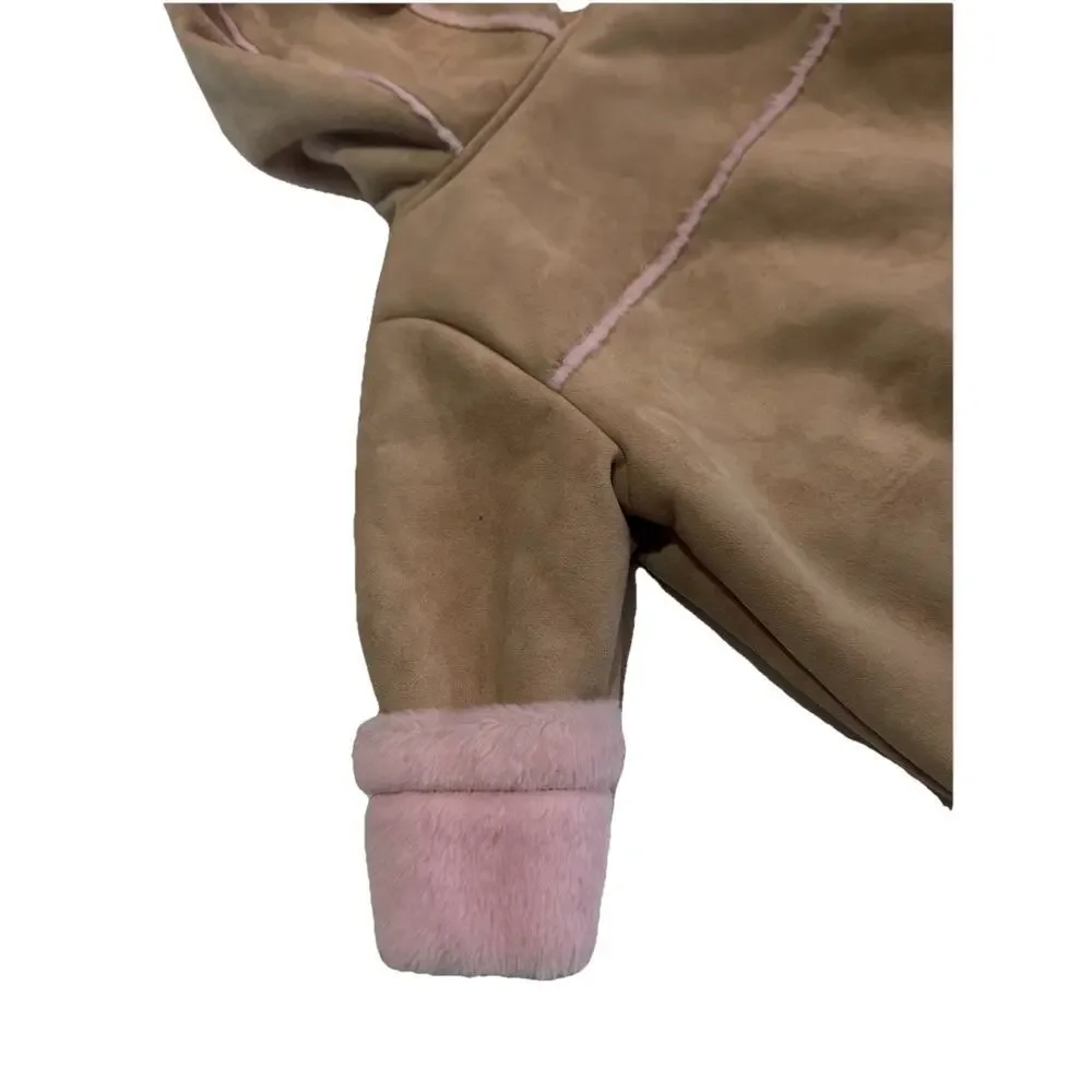 Baby Luxuries Tan Sherpa Snow Suit Bunting 12 Months Super Soft One Piece